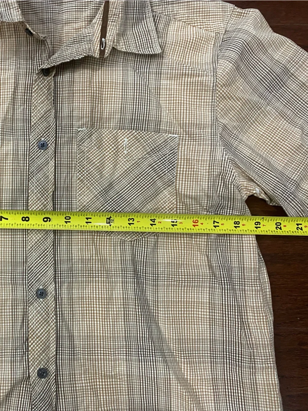 The North Face Mens Button Up Brown Plaid Shirt  Hiking Gorpcore Athletic - Read